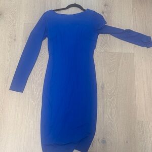 Bally44 Elegant Blue Long Sleeve Dress